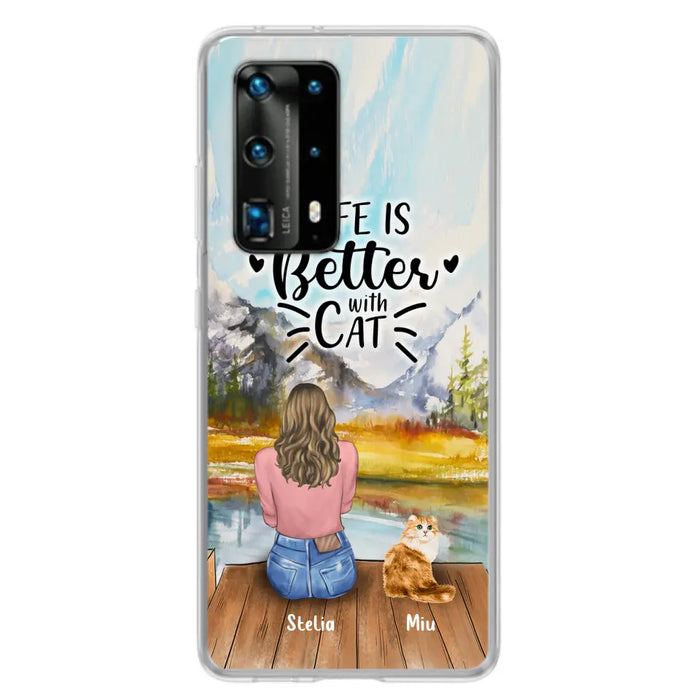 Personalized Cat Mom Phone Case - Gifts For Cat Lovers With Up to 4 Cats - Home Is Where The Paws Are - Case For Oppo, Huawei, Xiaomi, Google Pixel