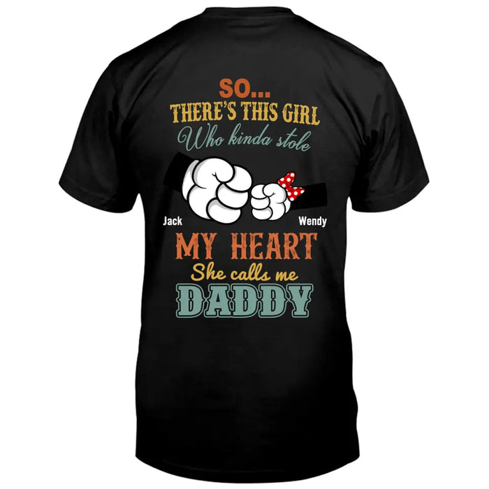 Personalized Dad/Kid T-shirt/Hoodie - Dad with up to 4 Kids - Father's Day Gift Idea - So There's This Girl Who Kinda Stole My Heart