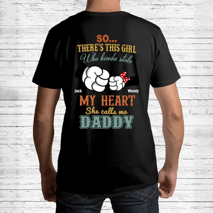 Personalized Dad/Kid T-shirt/Hoodie - Dad with up to 4 Kids - Father's Day Gift Idea - So There's This Girl Who Kinda Stole My Heart