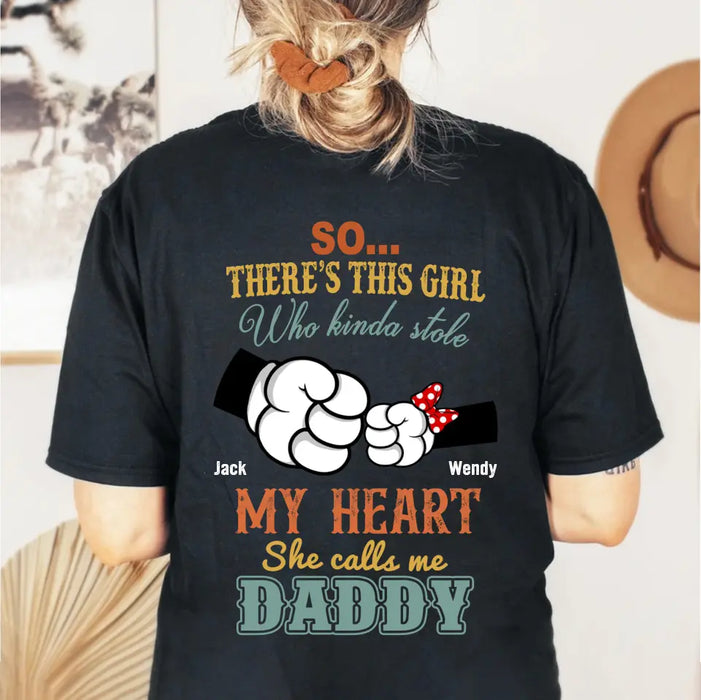 Personalized Dad/Kid T-shirt/Hoodie - Dad with up to 4 Kids - Father's Day Gift Idea - So There's This Girl Who Kinda Stole My Heart