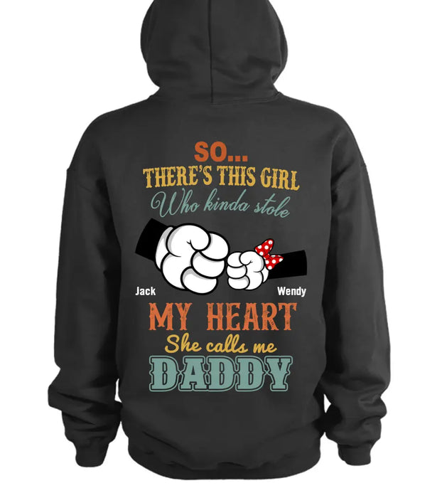 Personalized Dad/Kid T-shirt/Hoodie - Dad with up to 4 Kids - Father's Day Gift Idea - So There's This Girl Who Kinda Stole My Heart