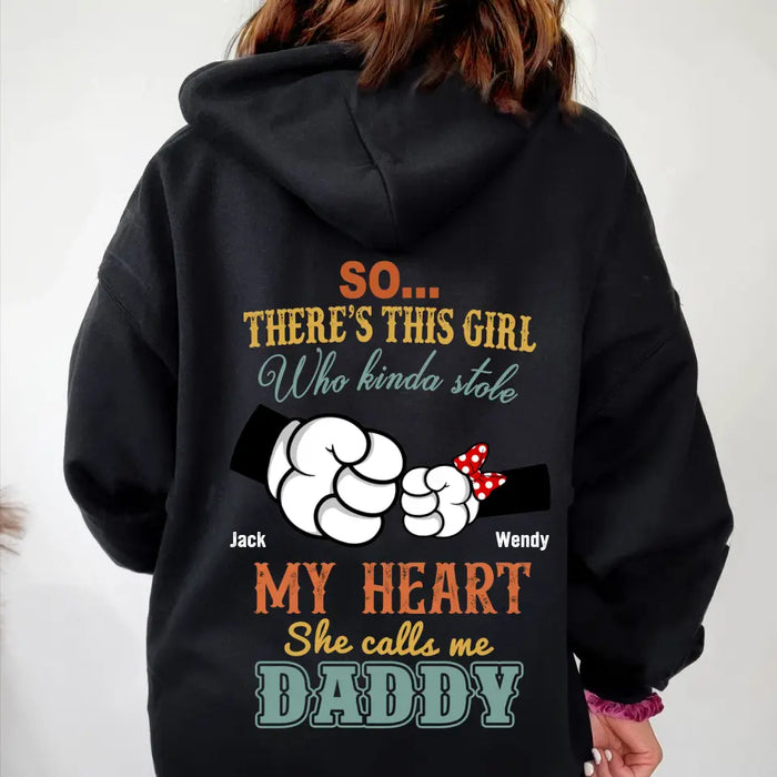 Personalized Dad/Kid T-shirt/Hoodie - Dad with up to 4 Kids - Father's Day Gift Idea - So There's This Girl Who Kinda Stole My Heart