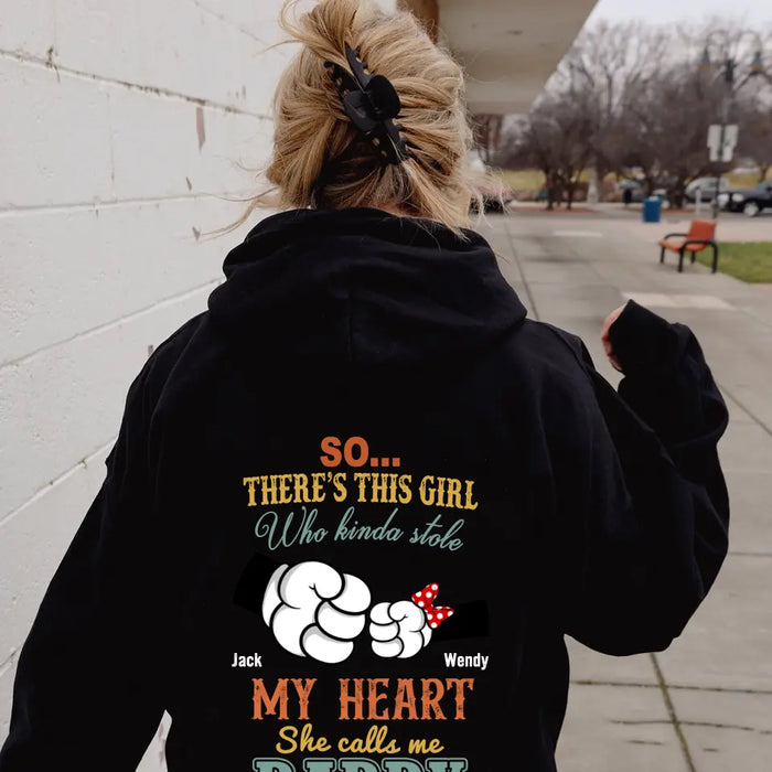 Personalized Dad/Kid T-shirt/Hoodie - Dad with up to 4 Kids - Father's Day Gift Idea - So There's This Girl Who Kinda Stole My Heart