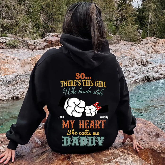 Personalized Dad/Kid T-shirt/Hoodie - Dad with up to 4 Kids - Father's Day Gift Idea - So There's This Girl Who Kinda Stole My Heart