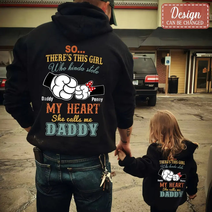 Personalized Dad/Kid T-shirt/Hoodie - Dad with up to 4 Kids - Father's Day Gift Idea - So There's This Girl Who Kinda Stole My Heart