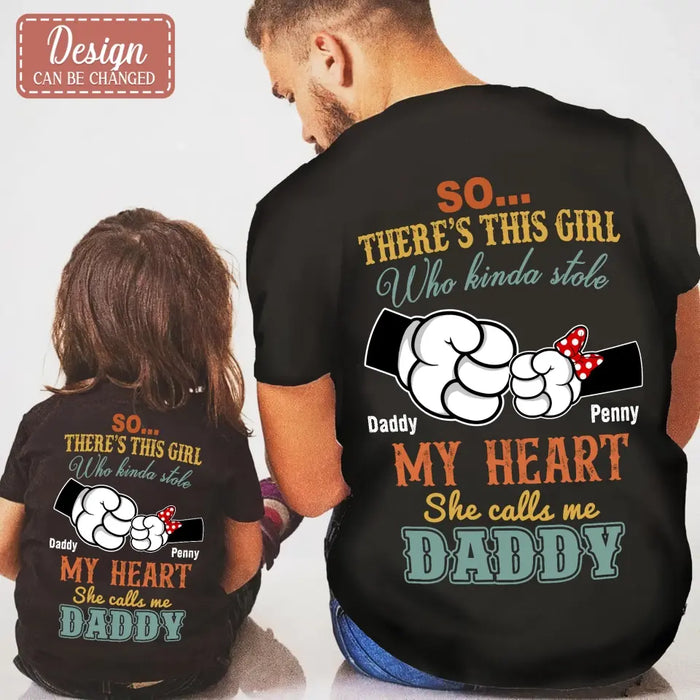 Personalized Dad/Kid T-shirt/Hoodie - Dad with up to 4 Kids - Father's Day Gift Idea - So There's This Girl Who Kinda Stole My Heart