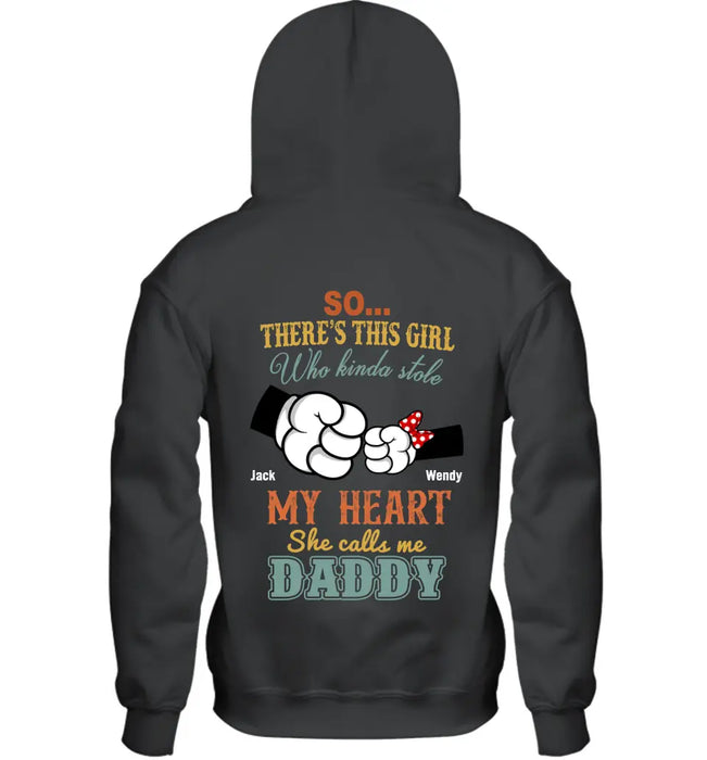 Personalized Dad/Kid T-shirt/Hoodie - Dad with up to 4 Kids - Father's Day Gift Idea - So There's This Girl Who Kinda Stole My Heart