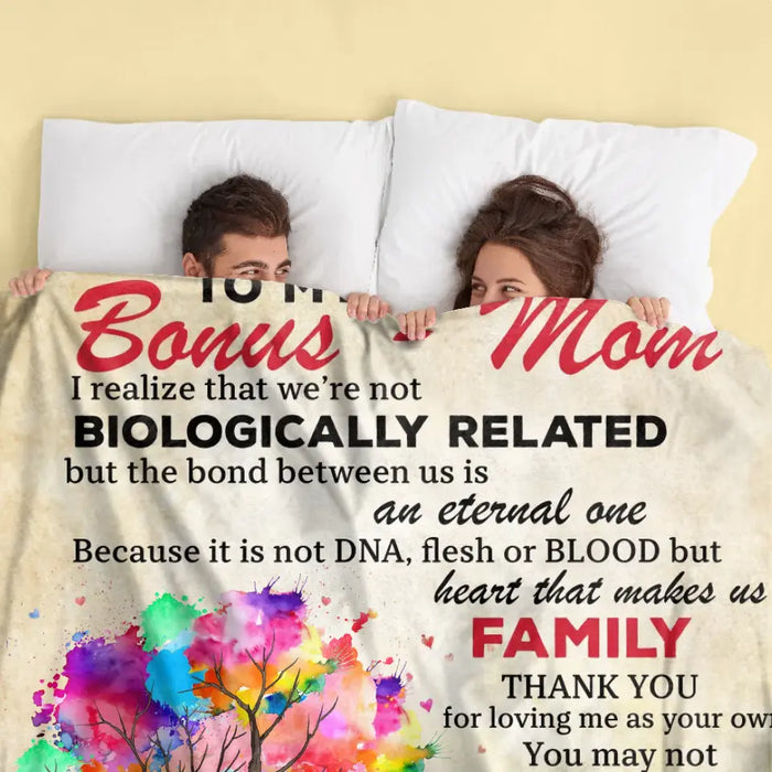 Personalized To My Bonus Mom Quilt/Fleece Throw Blanket - Up to 5 Kids - Mother's Day Gift Idea To Mom - Life Has Given Me The Gift Of You
