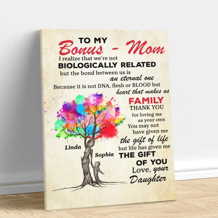 Personalized To My Bonus Mom Vertical Canvas - Up to 5 Kids - Mother's Day Gift Idea To Mom - Life Has Given Me The Gift Of You
