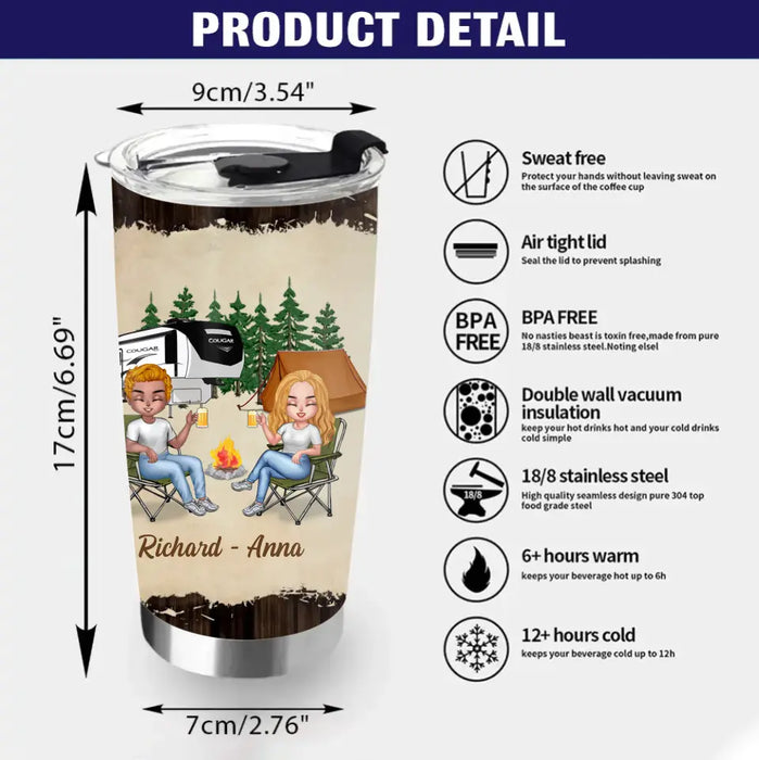 Personalized Camping Friends Tumbler - Best Gift For Camping Lovers/Friends - Up to 7 Friends - Never Drinking Again