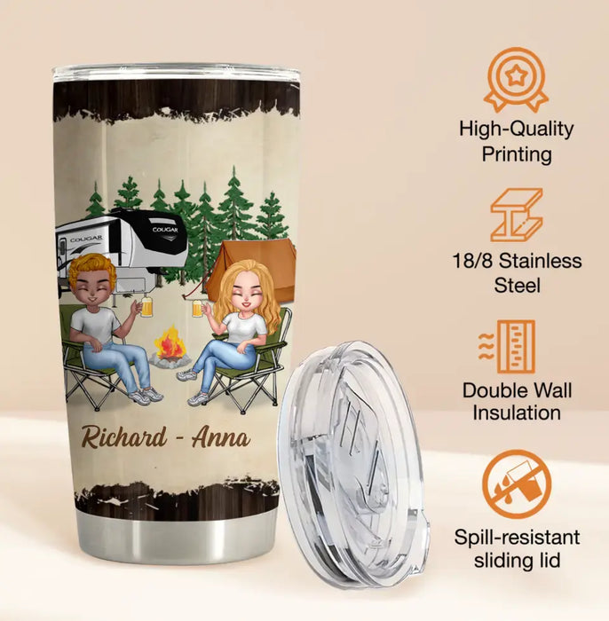 Personalized Camping Friends Tumbler - Best Gift For Camping Lovers/Friends - Up to 7 Friends - Never Drinking Again