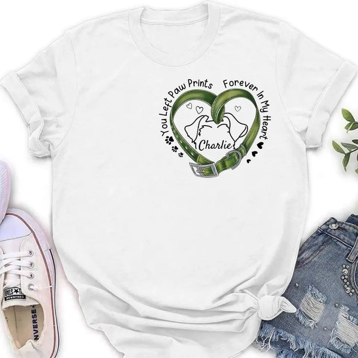 Personalized Memorial Dog Collar T-shirt/Hoodie - Gift Idea For Dog Lover/Mother's Day/Father's Day - You Left Paw Prints Forever In My Heart