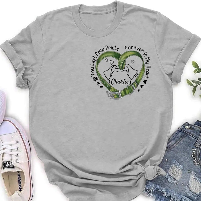 Personalized Memorial Dog Collar T-shirt/Hoodie - Gift Idea For Dog Lover/Mother's Day/Father's Day - You Left Paw Prints Forever In My Heart