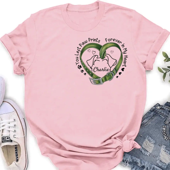 Personalized Memorial Dog Collar T-shirt/Hoodie - Gift Idea For Dog Lover/Mother's Day/Father's Day - You Left Paw Prints Forever In My Heart