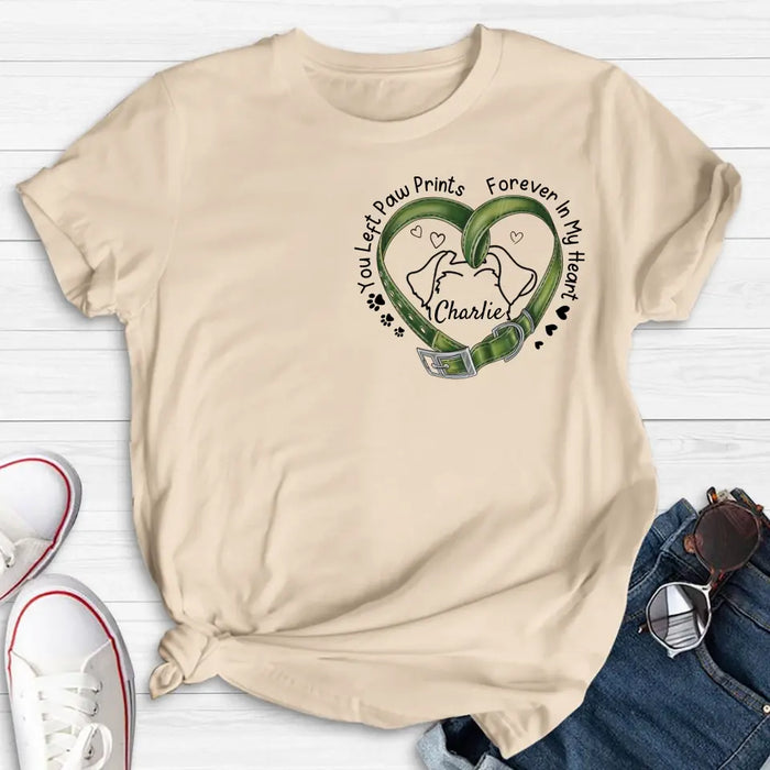 Personalized Memorial Dog Collar T-shirt/Hoodie - Gift Idea For Dog Lover/Mother's Day/Father's Day - You Left Paw Prints Forever In My Heart