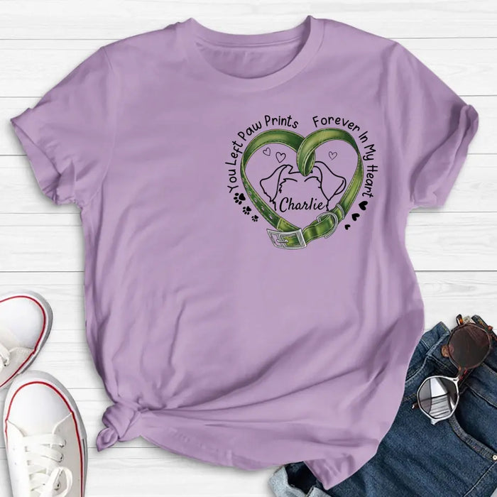 Personalized Memorial Dog Collar T-shirt/Hoodie - Gift Idea For Dog Lover/Mother's Day/Father's Day - You Left Paw Prints Forever In My Heart