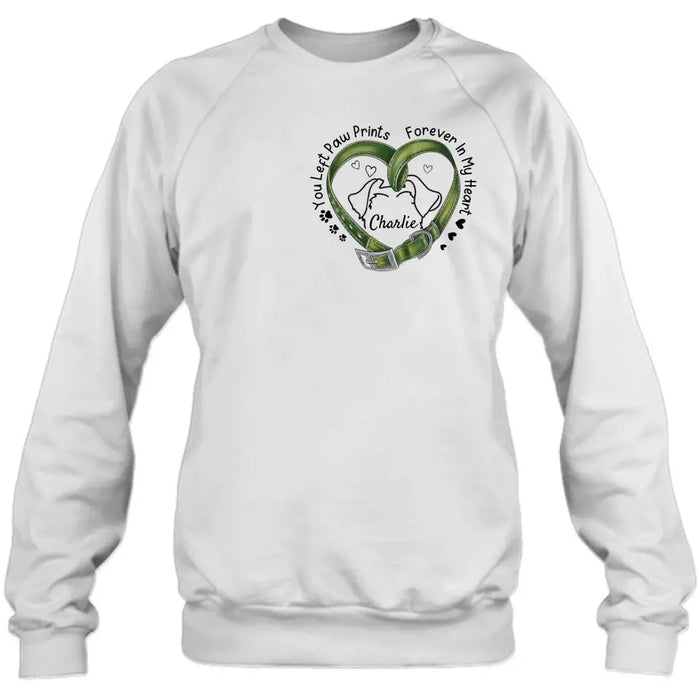 Personalized Memorial Dog Collar T-shirt/Hoodie - Gift Idea For Dog Lover/Mother's Day/Father's Day - You Left Paw Prints Forever In My Heart