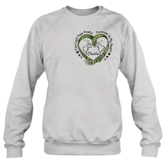 Personalized Memorial Dog Collar T-shirt/Hoodie - Gift Idea For Dog Lover/Mother's Day/Father's Day - You Left Paw Prints Forever In My Heart