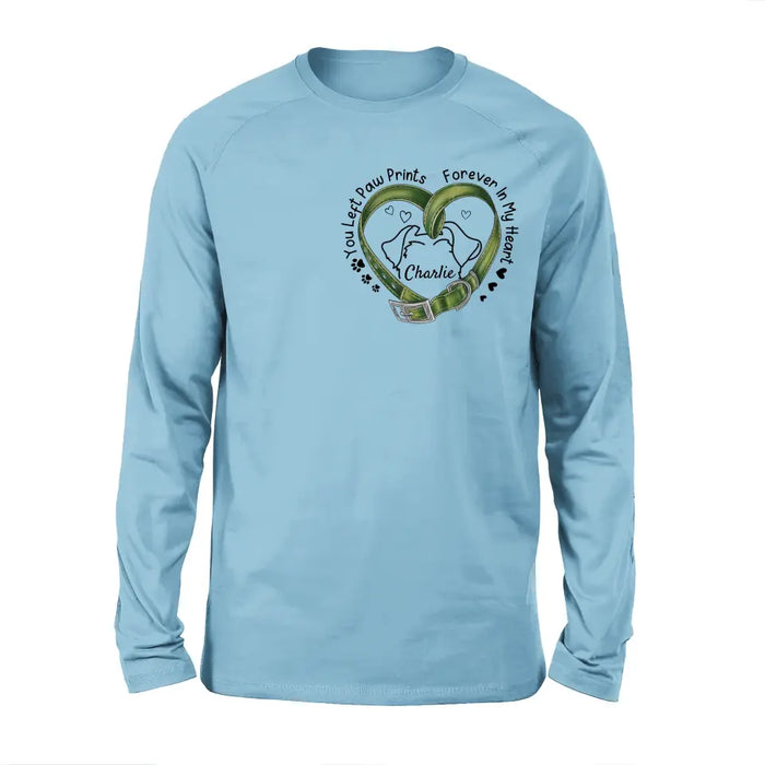 Personalized Memorial Dog Collar T-shirt/Hoodie - Gift Idea For Dog Lover/Mother's Day/Father's Day - You Left Paw Prints Forever In My Heart