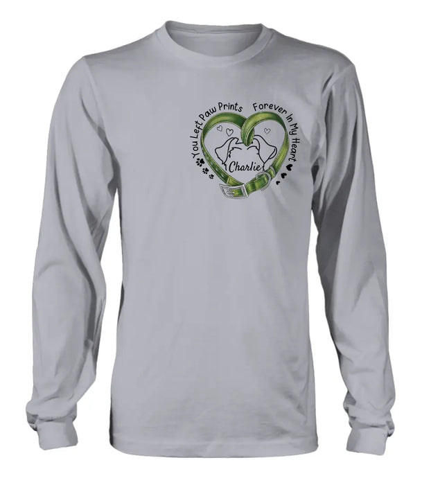 Personalized Memorial Dog Collar T-shirt/Hoodie - Gift Idea For Dog Lover/Mother's Day/Father's Day - You Left Paw Prints Forever In My Heart