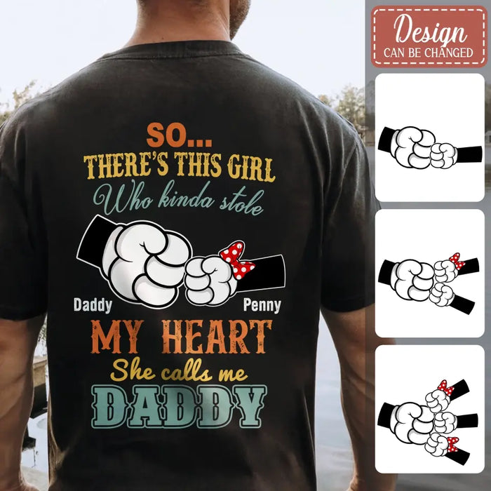 Personalized Dad/Kid T-shirt/Hoodie - Dad with up to 4 Kids - Father's Day Gift Idea - So There's This Girl Who Kinda Stole My Heart