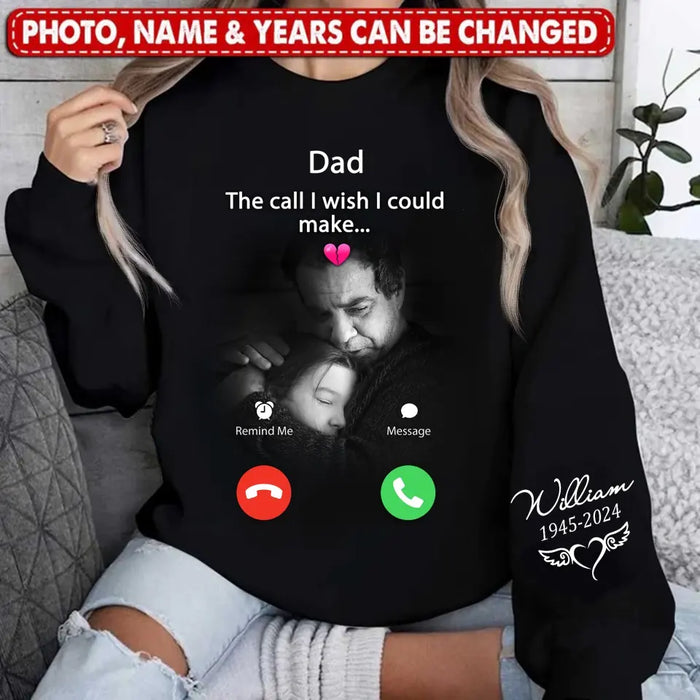 Personalized Memorial Family AOP Sweater - Upload Photo - Memorial Gift Idea For Family Member/Mother's Day/Father's Day - The Call I Wish I Could Make...