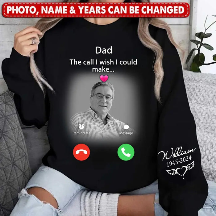 Personalized Memorial Family AOP Sweater - Upload Photo - Memorial Gift Idea For Family Member/Mother's Day/Father's Day - The Call I Wish I Could Make...