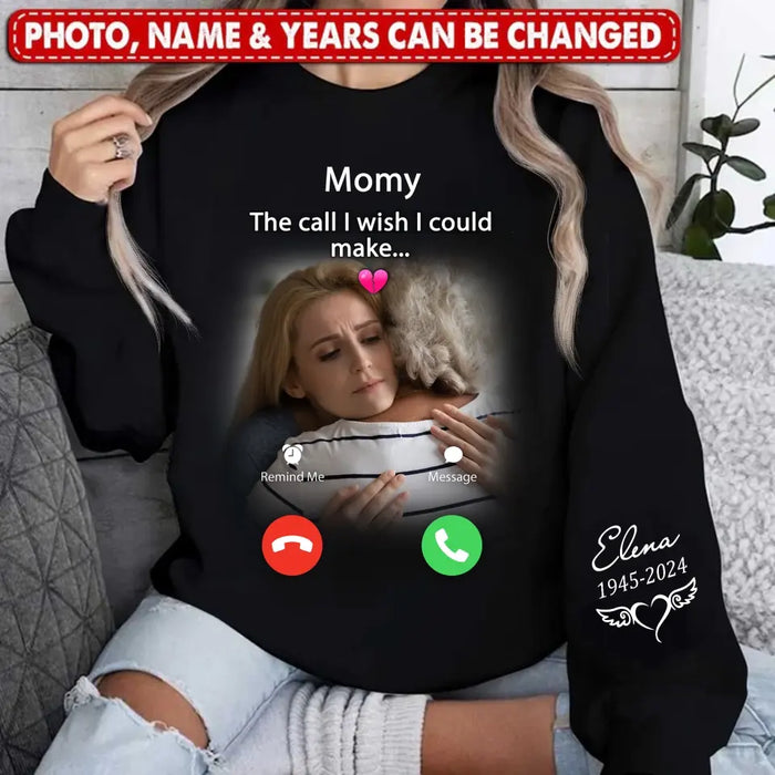 Personalized Memorial Family AOP Sweater - Upload Photo - Memorial Gift Idea For Family Member/Mother's Day/Father's Day - The Call I Wish I Could Make...