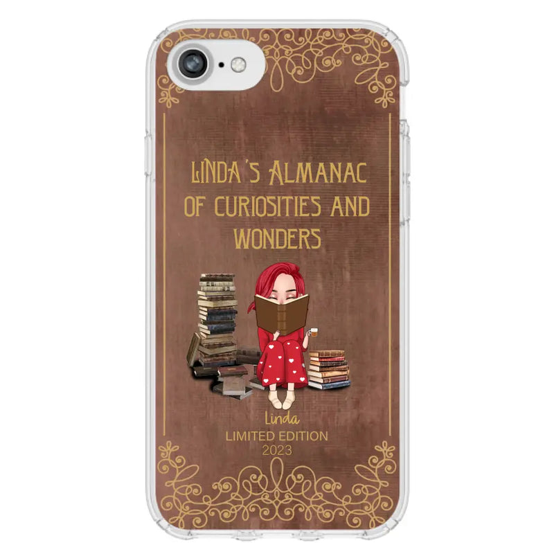 Custom Personalized Reading Girl Phone Case - Gift Idea For Reading Lovers - Almanac Of Curiosities - Cases For iPhone/Samsung