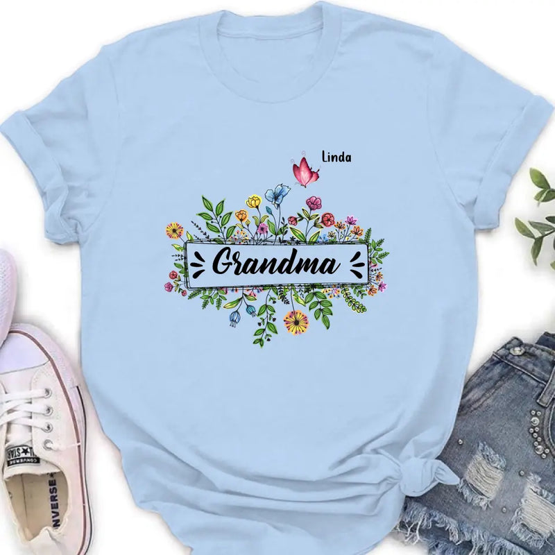 Personalized Grandma Flower Butterfly Shirt/Hoodie - Up to 10 Kids/Grandkids - Mother's Day Gift Idea For Grandma/Mom
