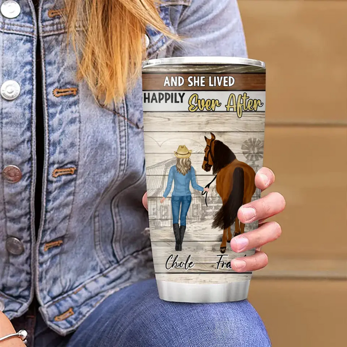 Personalized Horse Girl Tumbler - Up to 4 Horses - Gift Idea For Horse Lover - Just A Girl Who Loves Horses