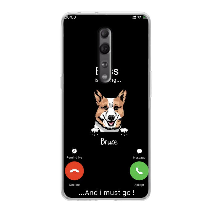 Personalized Dog Phone Case - Gift Idea For Dog Lover/Mother's Day/Father's Day - Up to 5 Dogs - Boss Is Calling And I Must Go - Case For Oppo/Xiaomi/Huawei