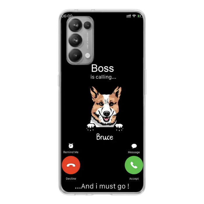 Personalized Dog Phone Case - Gift Idea For Dog Lover/Mother's Day/Father's Day - Up to 5 Dogs - Boss Is Calling And I Must Go - Case For Oppo/Xiaomi/Huawei