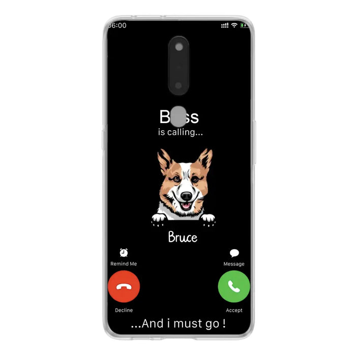 Personalized Dog Phone Case - Gift Idea For Dog Lover/Mother's Day/Father's Day - Up to 5 Dogs - Boss Is Calling And I Must Go - Case For Oppo/Xiaomi/Huawei