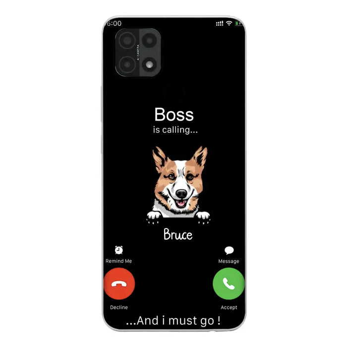 Personalized Dog Phone Case - Gift Idea For Dog Lover/Mother's Day/Father's Day - Up to 5 Dogs - Boss Is Calling And I Must Go - Case For Oppo/Xiaomi/Huawei