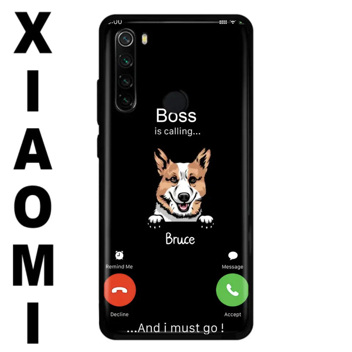 Personalized Dog Phone Case - Gift Idea For Dog Lover/Mother's Day/Father's Day - Up to 5 Dogs - Boss Is Calling And I Must Go - Case For Oppo/Xiaomi/Huawei