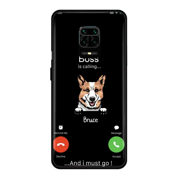 Personalized Dog Phone Case - Gift Idea For Dog Lover/Mother's Day/Father's Day - Up to 5 Dogs - Boss Is Calling And I Must Go - Case For Oppo/Xiaomi/Huawei