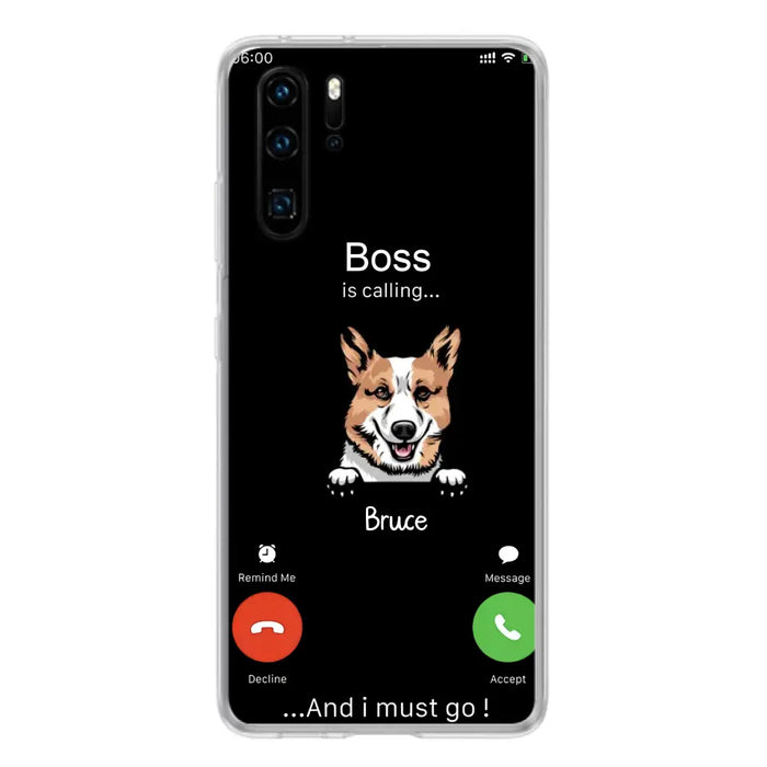 Personalized Dog Phone Case - Gift Idea For Dog Lover/Mother's Day/Father's Day - Up to 5 Dogs - Boss Is Calling And I Must Go - Case For Oppo/Xiaomi/Huawei