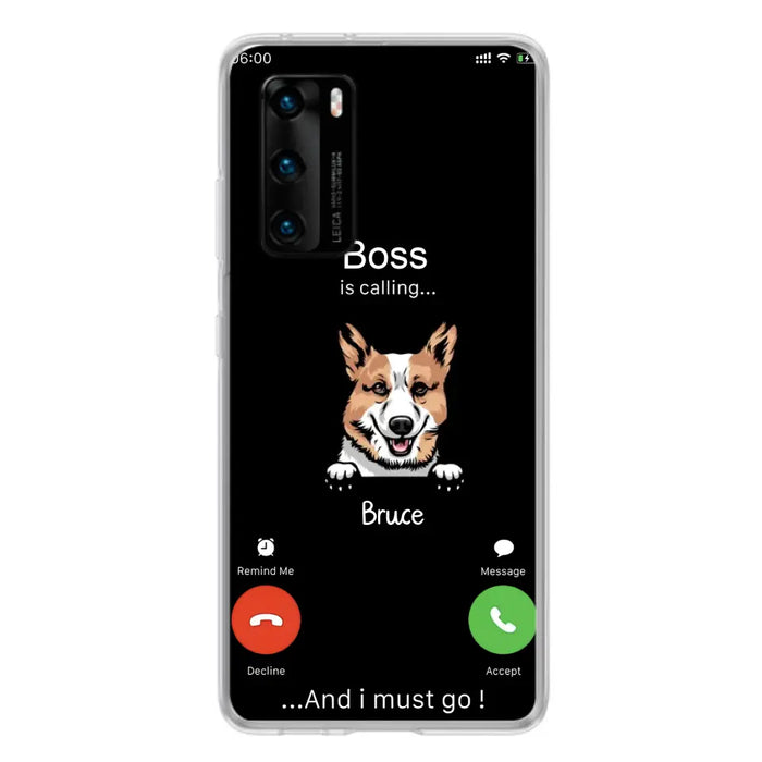 Personalized Dog Phone Case - Gift Idea For Dog Lover/Mother's Day/Father's Day - Up to 5 Dogs - Boss Is Calling And I Must Go - Case For Oppo/Xiaomi/Huawei