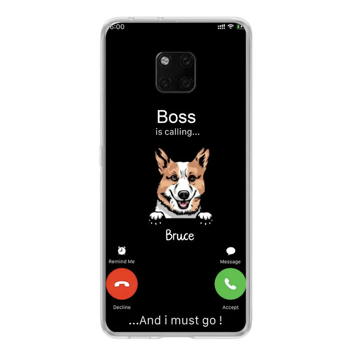 Personalized Dog Phone Case - Gift Idea For Dog Lover/Mother's Day/Father's Day - Up to 5 Dogs - Boss Is Calling And I Must Go - Case For Oppo/Xiaomi/Huawei