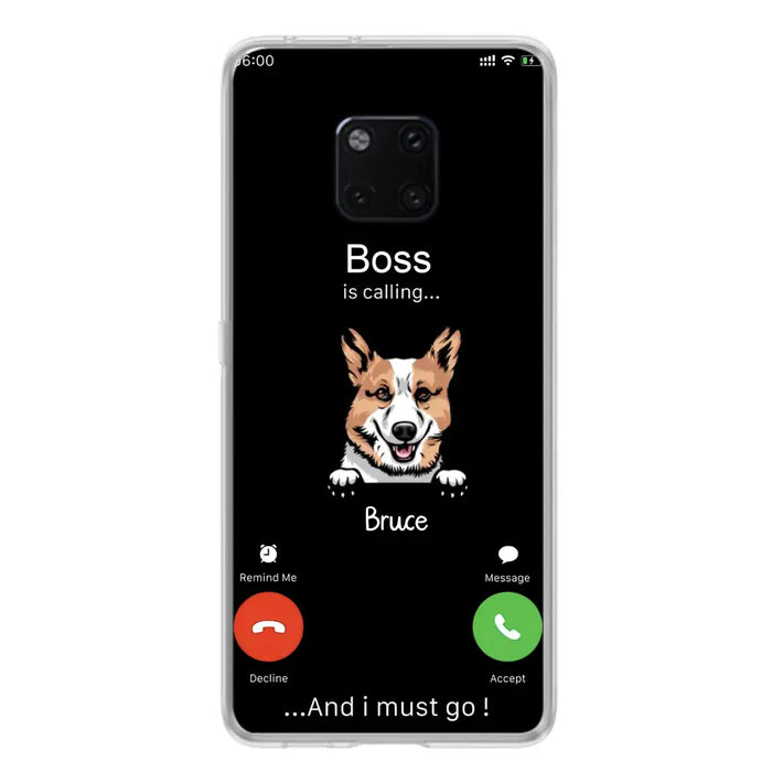 Personalized Dog Phone Case - Gift Idea For Dog Lover/Mother's Day/Father's Day - Up to 5 Dogs - Boss Is Calling And I Must Go - Case For Oppo/Xiaomi/Huawei
