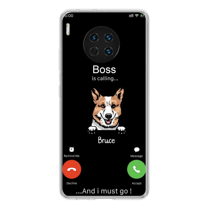 Personalized Dog Phone Case - Gift Idea For Dog Lover/Mother's Day/Father's Day - Up to 5 Dogs - Boss Is Calling And I Must Go - Case For Oppo/Xiaomi/Huawei