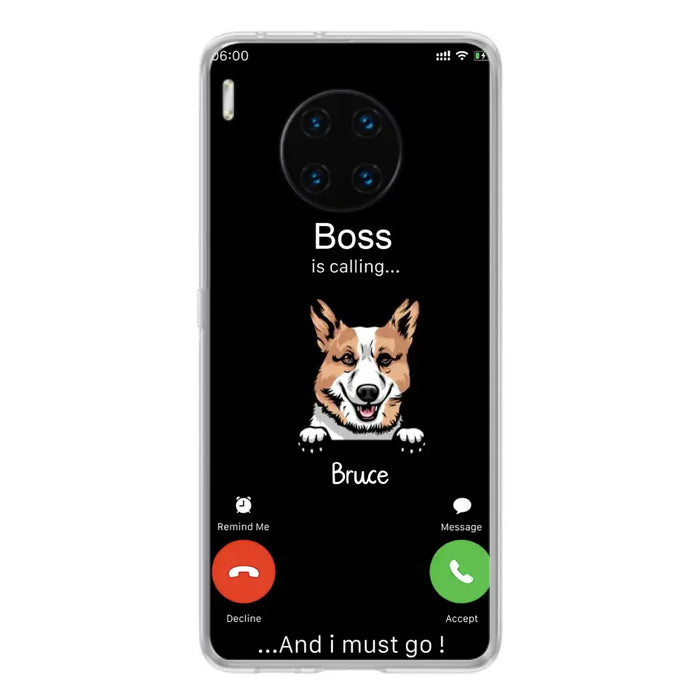 Personalized Dog Phone Case - Gift Idea For Dog Lover/Mother's Day/Father's Day - Up to 5 Dogs - Boss Is Calling And I Must Go - Case For Oppo/Xiaomi/Huawei