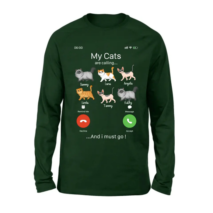 Personalized Cats T-shirt/Hoodie - Gift Idea For Cat Lover/Mother's Day/Father's Day - My Cats Are Calling And I Must Go