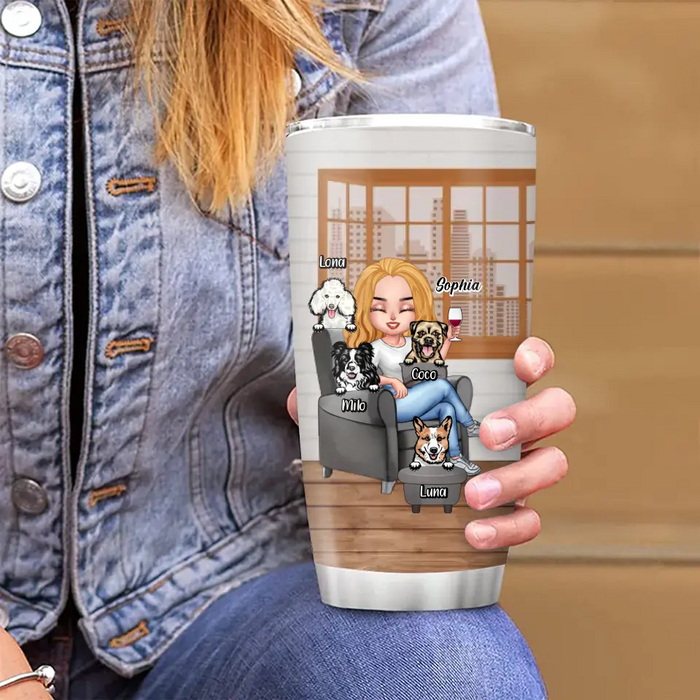 Personalized Dog Mom Tumbler - Up to 4 Dogs - Gift Idea For Dog Lovers/Mother's Day - I'm Just A Dog Poop Cleaner