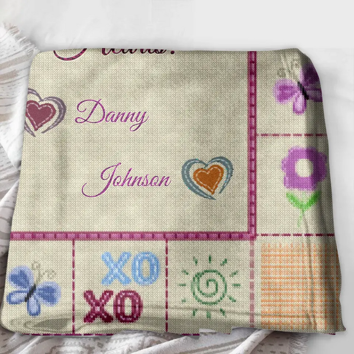 Personalized Grandma Mom Fleece Throw/Quilt Blanket - Up to 12 Kids - Mother's Day Gift Idea For Grandma/Mom - We Love You With All Our Hearts