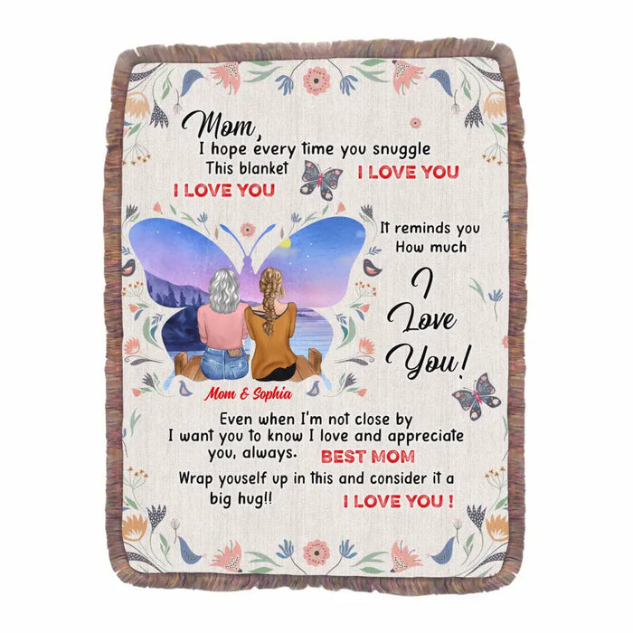 Personalized Best Mom Ultra-Soft Mixed Green Fringe Blanket - Mother's Day Gift Idea For Mom From Daughter - I Love You