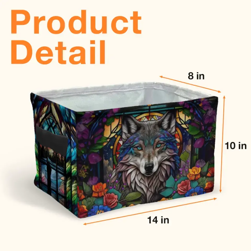 Personalized Wolf Stash Box With Northern Lights Design - Storage Box - Keepsake Gift Box - Totem Spirit Animal