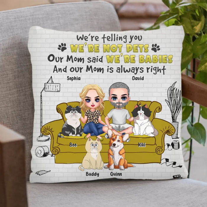 Personalized Pet Mom/Dad Pillow Cover - Up to 5 Dogs/Cats - Mother's Day/Father's Day Gift Idea for Dog/Cat Lovers - I'm Telling You I'm Not A Dog/Cat