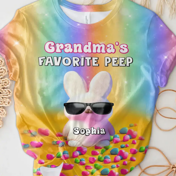 Personalized Bunny AOP T-Shirt - up to 10 Grandkids - Mother's Day Gift for Grandma/Mom